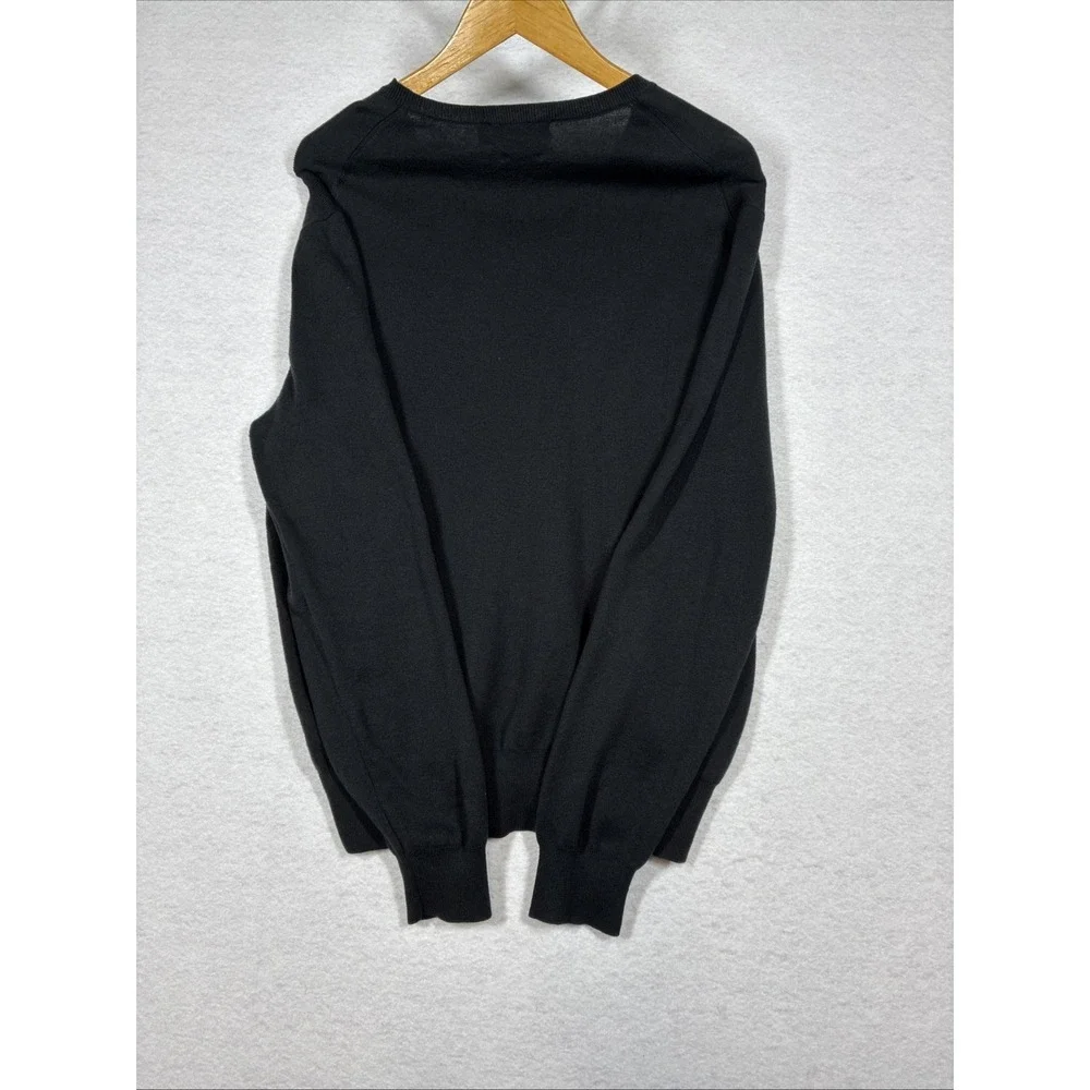 Polo Ralph Lauren Pima Cotton V Neck Sweater Mens Large Black Purple Pony Logo - Picture 4 of 6